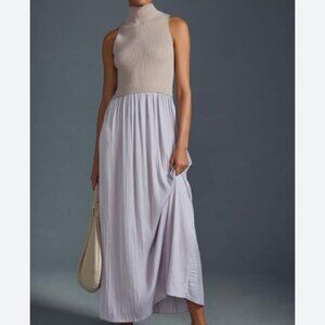 Anthropologie Beige and Lavender Midi Dress